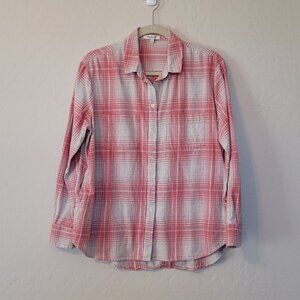Madewell Pink Plaid Flannel Shirt